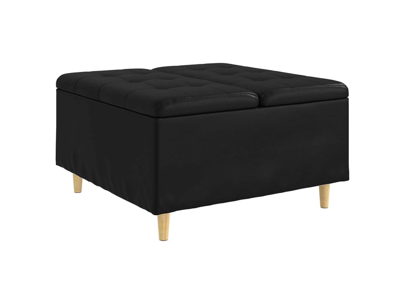  Ottoman, repose pied salon avec rangement noir 80x80x45 cm simili cuir  - Conforama A