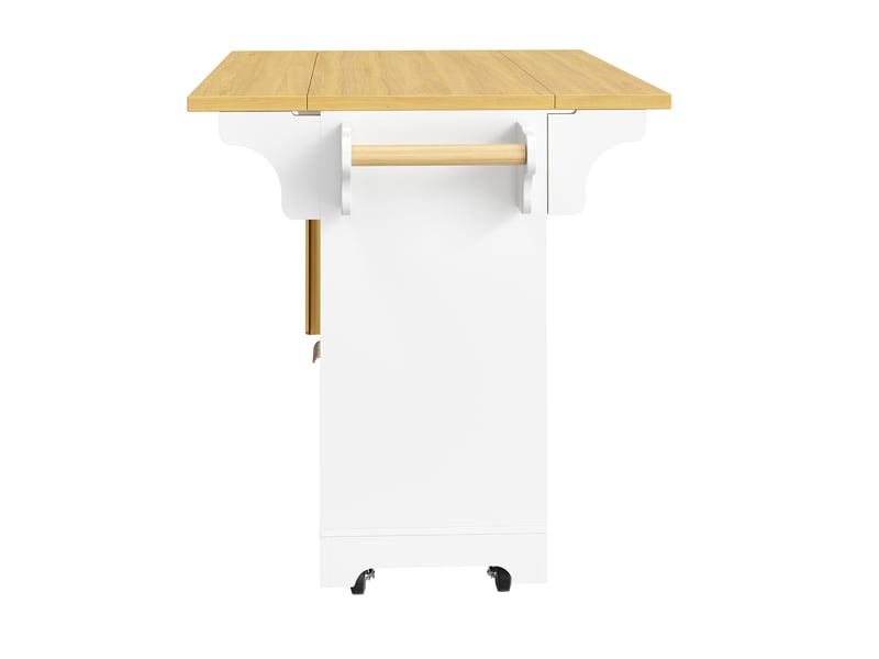  Buffet extensible cuisine blanc 120x95cm, meuble rangement avec 3 tiroirs et roulettes, design moderne  - Conforama D