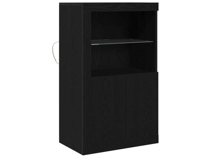  Buffet led, meuble de rangement salon 60,5 x 37 x 100 cm bois d'ingénierie chêne noir  - Conforama A