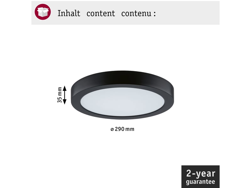  Panneau led pisa 4000k 290 mm 1800lm 17w noir mat  - Conforama D