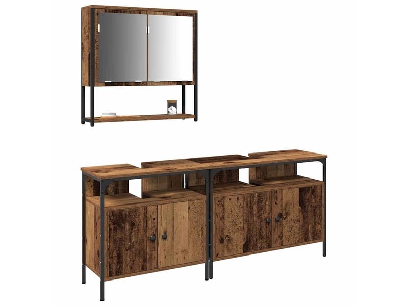  Ensemble de mobilier de salle de bain 3 pièces marron cf64477  - Conforama C