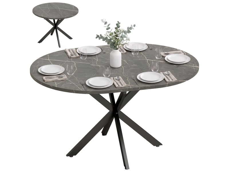  Table à manger extensible 4 à 6 personnes effet marbre noir 100-135 x 100 x 75 cm  - Conforama A