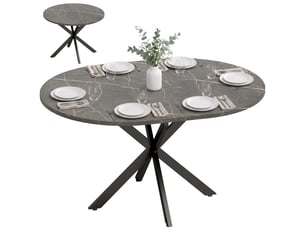 Table à manger extensible 4 à 6 personnes effet marbre noir 100-135 x 100 x 75 cm