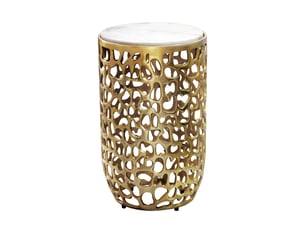 Finebuy table d'appoint ronde en aluminium 30cm or – table d'appoint avec plateau en marbre – table basse design en métal pour salon – table de salon ronde moderne – table décorative faite à la main