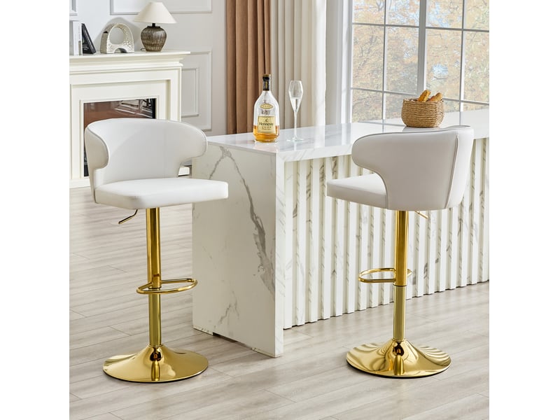 2er set de tabourets de bar avec dossier, réglables en hauteur, pivotants à 360°, grand socle & repose-pieds, tabouret de cuisine moderne pour bar et île de cuisine (chaises uniquement) - Conforama C