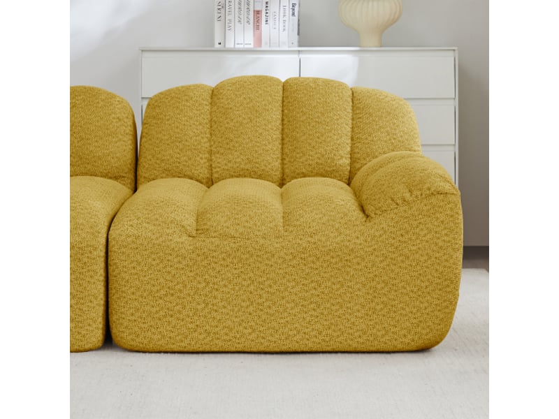  Canapé modulaire 2 places jaune, forme coquille, coussins profonds, sans montage  - Conforama W