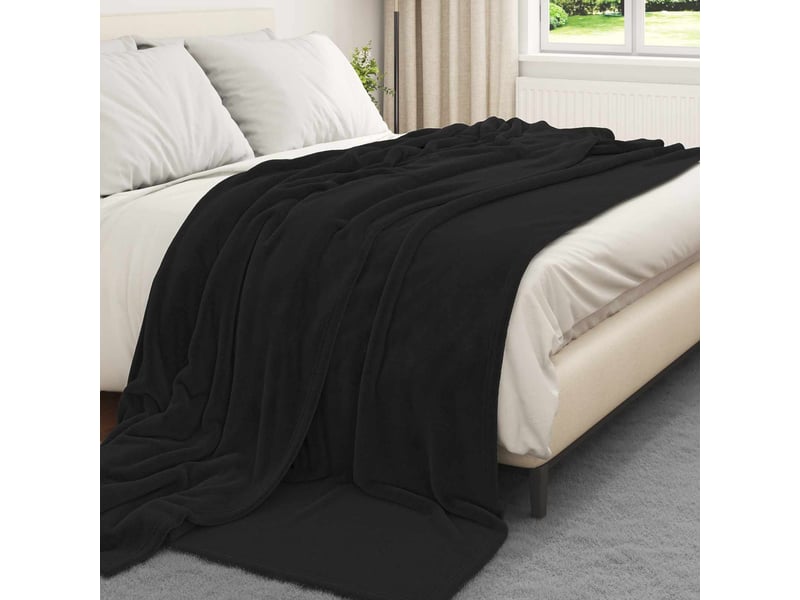 Plaid canapé noir 220x240 cm 1.37 kg polaire - Conforama C