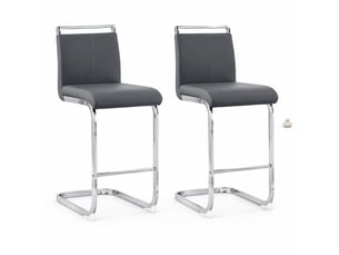 tabouret de bar <strong>STILVORA</strong> - gris hauteur d'assise 63.5 cm vendu Par paire