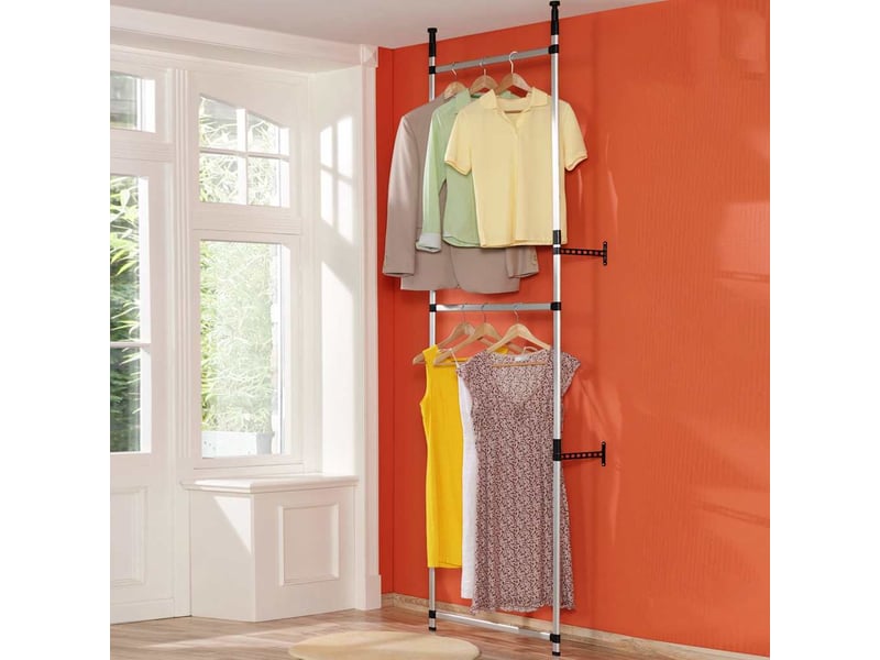 Système de garde-robe télescopique barres et étagère aluminium shl27978  - Conforama D