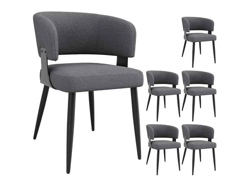  Lot de 6 chaises en tissu et métal coloris gris chaise gris - Conforama A