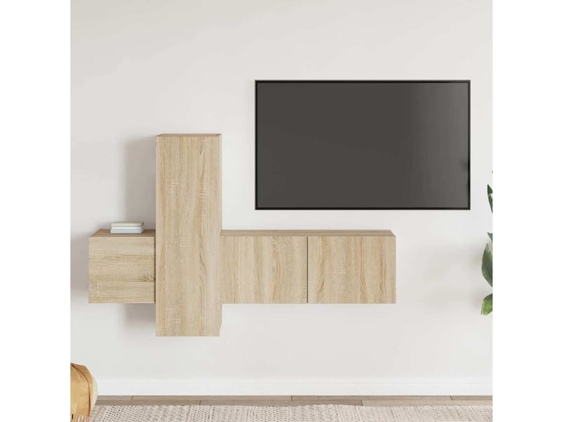  Ensemble de meubles tv 3 pcs chêne sonoma bois d'ingénierie shl62188  - Conforama B