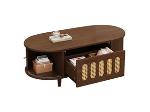 Table basse capsule coloris bois foncé - 50 cmx100 cm