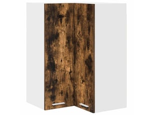 Meuble de rangement cuisine, armoire suspendue chêne fumé et blanc 57x57x80cm