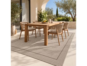 The white stone tapis extérieur avec bordure 140x200 cm gris | pour intérieur et extérieur, résistant aux uv et à l'eau, lavable | tapis en polypropylène tissé à plat effet sisal