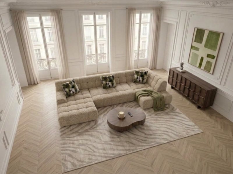 Bobochic canapé panoramique avance-recule électrique andre tissu texturé beige  angle droit ANDRE - Conforama D