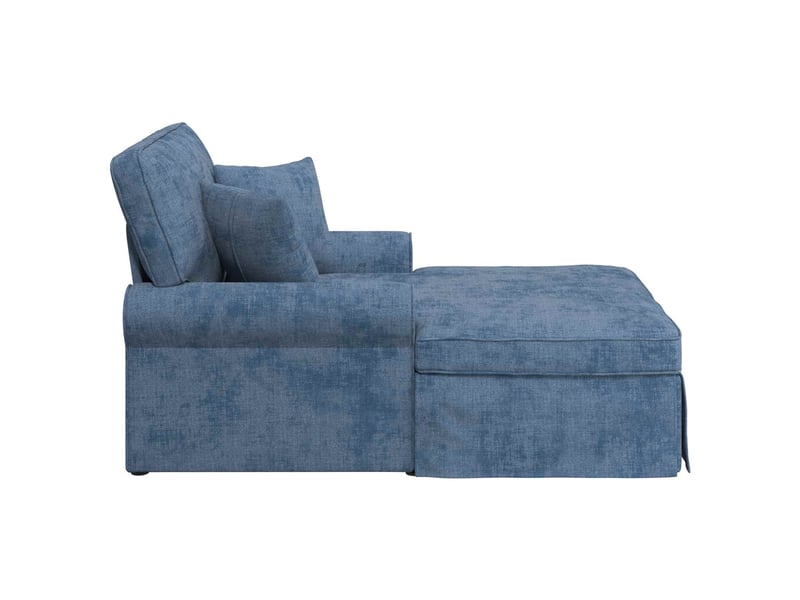  Vidaxl chaise lounge avec jupe avec coussin bleu 157 x 91 x 91 cm ares  - Conforama E