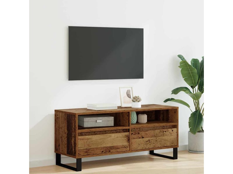  Meuble tv - banc tv - meuble de rangement avec tiroir bois ancien 100 x 34,5 x 44,5 cm  - Conforama B