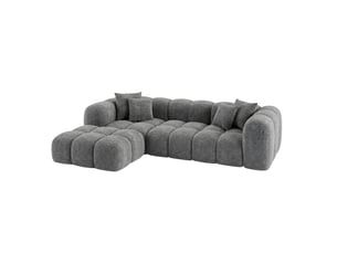 Canapé convertible angle gauche en bouclette gris - alba - morphea