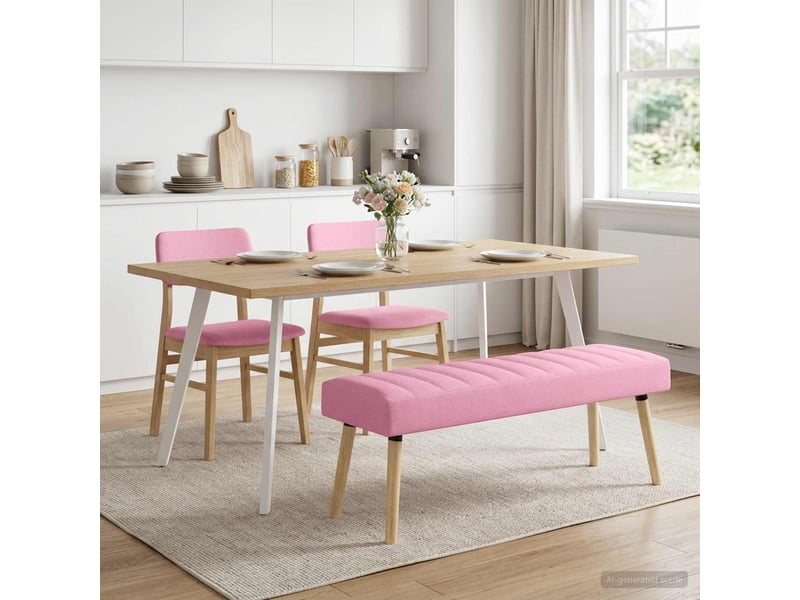  Banc chambre, bout de lit, banc capitonné canal rose 110x40x46 cm tissu  - Conforama C
