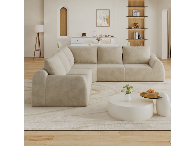  Canapé en mousse compressée 267 cm pour salon sans armature kaki  - Conforama D