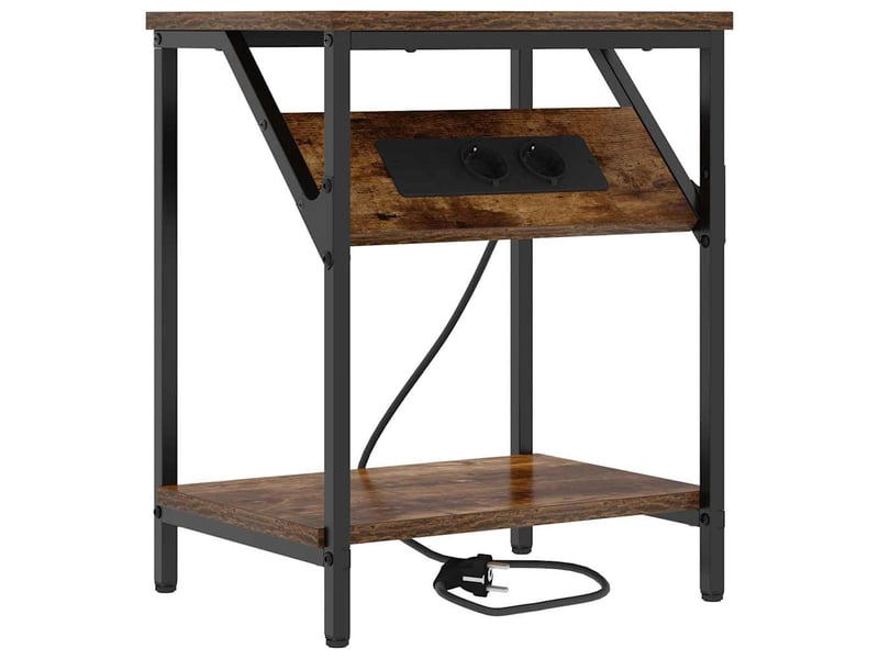  Table de chevet - cabinet de chevet - table de nuit chêne fumé 38 x 30 x 48 cm bois d'ingénierie  - Conforama A