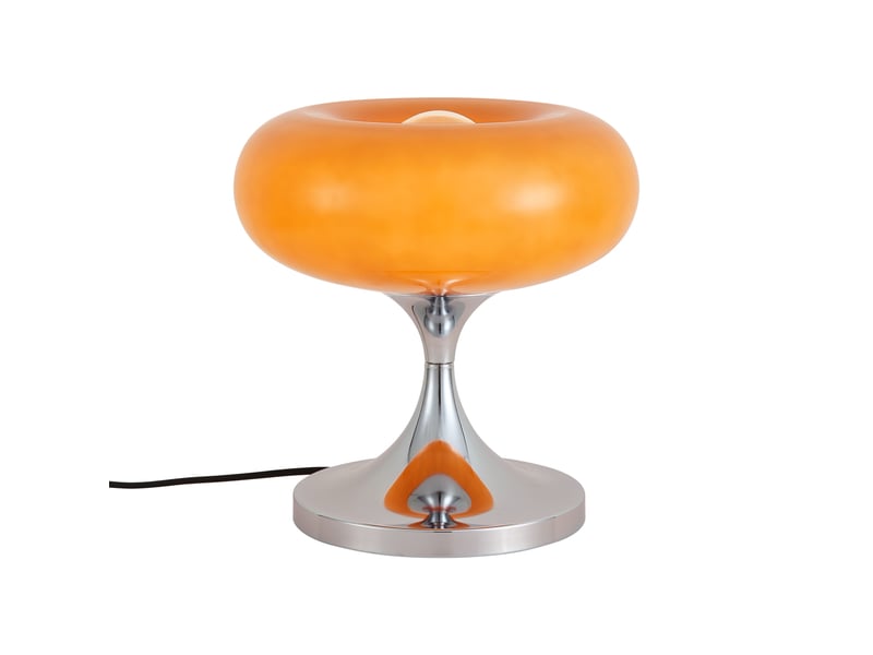  Retro tafellamp chroom met oranje glazen kap 31cm - glaze  - Conforama E