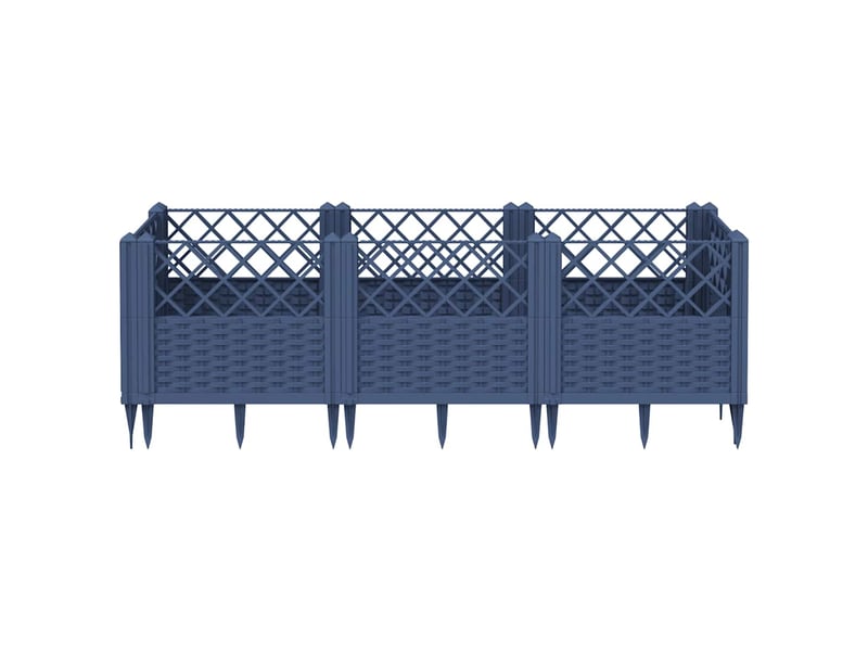  Jardinière - bac à fleurs avec piquets bleu gris 123,5x43,5x43,5 cm pp  - Conforama C