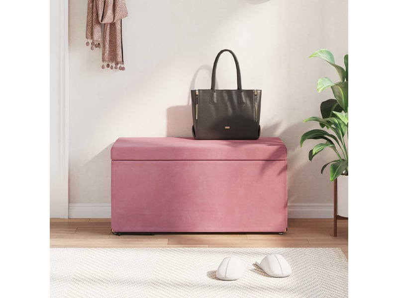 Tabouret bas, ottoman rose 81x41x40 cm velours et bois composite - Conforama C