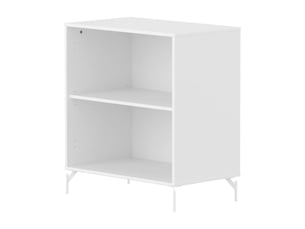 Flexa saga etagere basse avec tablette reglable blanche pieds metalliques blancs