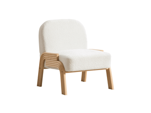 Fauteuil de salon scandinave - 62 x 73 x 77,5 cm - fauteuil d'appoint et pieds en bois massif -tissu chenille - ivoire