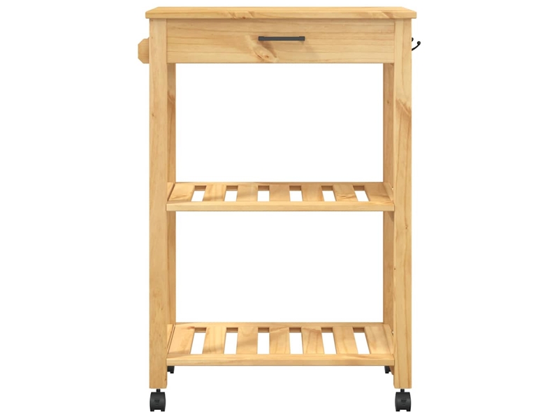 Desserte de cuisine, chariot de rangement monza 60x40x88,5 cm bois massif de pin shl64867 - Conforama E