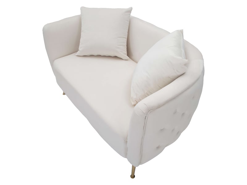  Canapé deux places fixe dingle, effet velours, 127x74x71h cm blanc Dingle - Conforama D