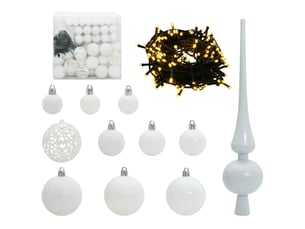 Ensemble de boules de noël 120 pcs 300 led blanc chaud ø 6 cm