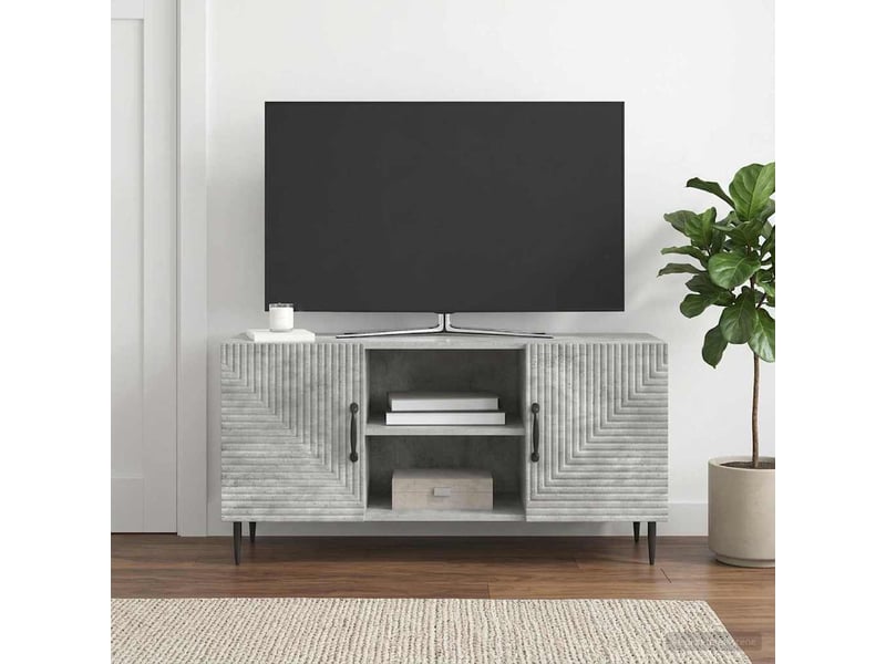  Meuble tv - banc tv - meuble de rangement gris béton 102 x 34,5 x 50 cm bois d'ingénierie  - Conforama B