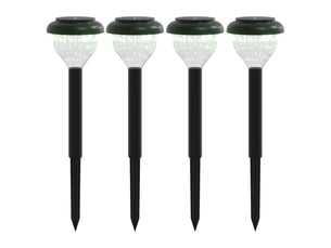 Lot de 4 lampes solaires d'allées et piquets décoratifs 10,5 x 37 cm éclairage automatique ambiance cosy en ps noir 02_0056661