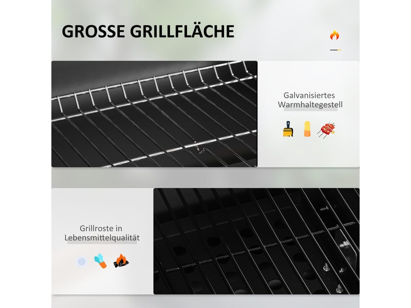  Barbecue à charbon avec fumoir et thermomètre, 2 grilles, 55 x 41,6 cm  - Conforama R