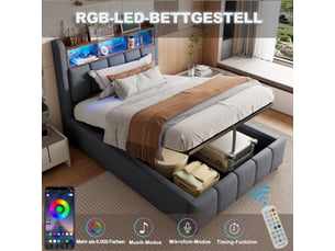 Lit coffre 90x200 cm <strong></strong> <strong></strong> coloris gris