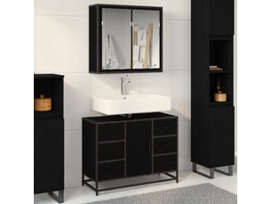Ensemble de mobilier de salle de bain 2 pc chêne noir cf64102