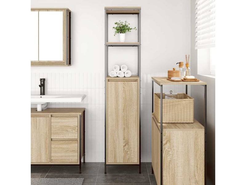  Meuble de salle de bain avec étagères chêne sonoma 36x35x165 cm  - Conforama C