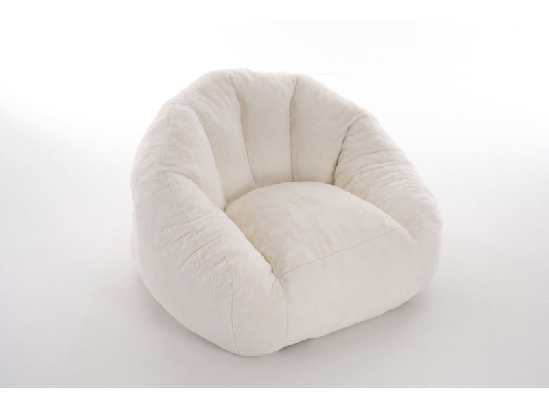  Fauteuil pouf adulte en fausse fourrure blanc crème - grand format  - Conforama A