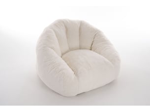 Fauteuil pouf adulte en fausse fourrure blanc crème - grand format