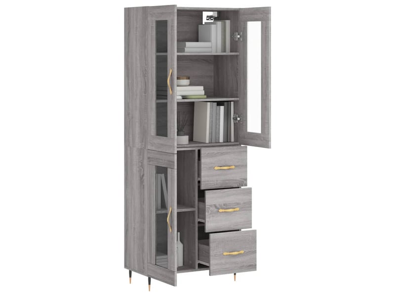  Buffet haut - bahut - meuble de rangement sonoma gris 69,5x34x180 cm bois d'ingénierie  - Conforama C