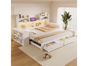 Lit extensible 90x200 cm <strong>OKMYHOME</strong> <strong></strong> coloris blanc