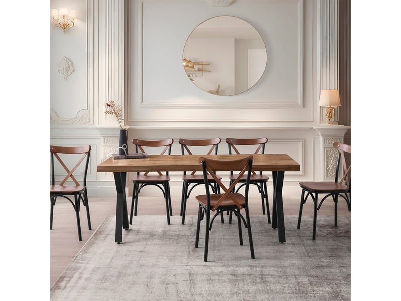 Table de salle à manger rectangulaire avec pieds en métal gala - Conforama B