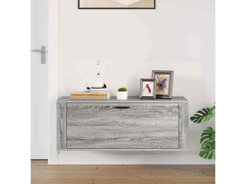  Meuble à chaussure, armoire à chaussures murale sonoma gris 100x35x38 cm  - Conforama C