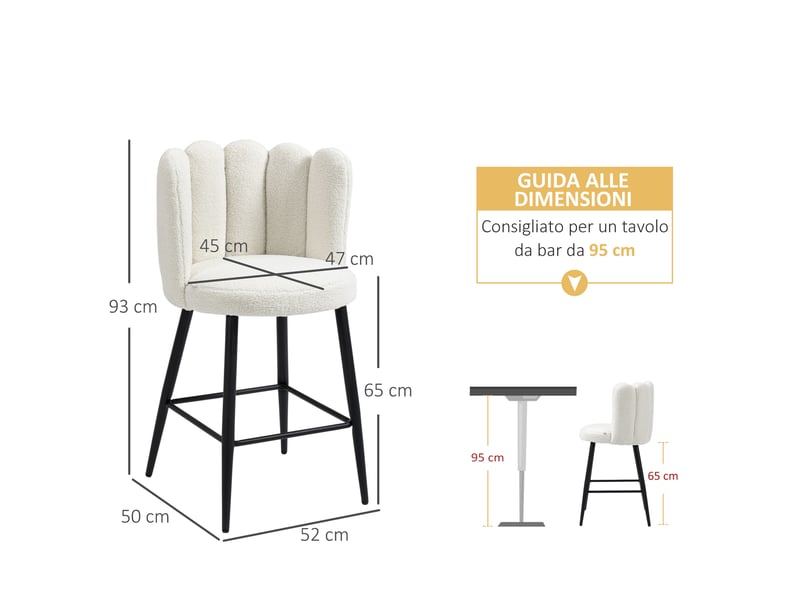  Ensemble de 2 tabourets de cuisine en polyester, acier et mousse avec repose-pieds réglable, 52 x 53 x 93 cm  - Conforama E