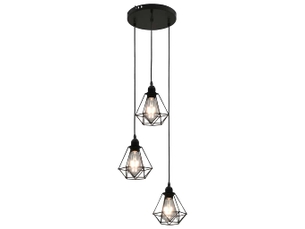 Plafonnier, lampe plafond avec design de diamant noir 3 ampoules e27