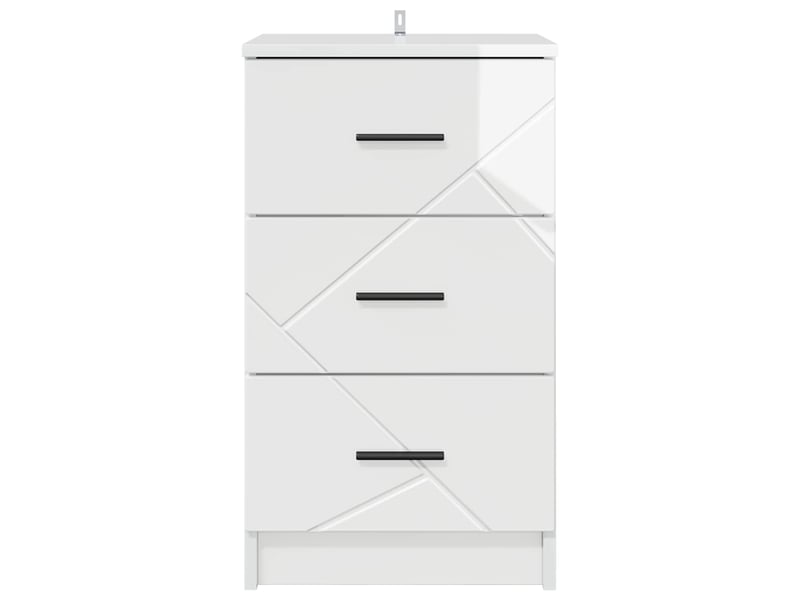 Table de chevet - cabinet de chevet - table de nuit blanc brillant 38 x 38 x 66 cm  - Conforama E