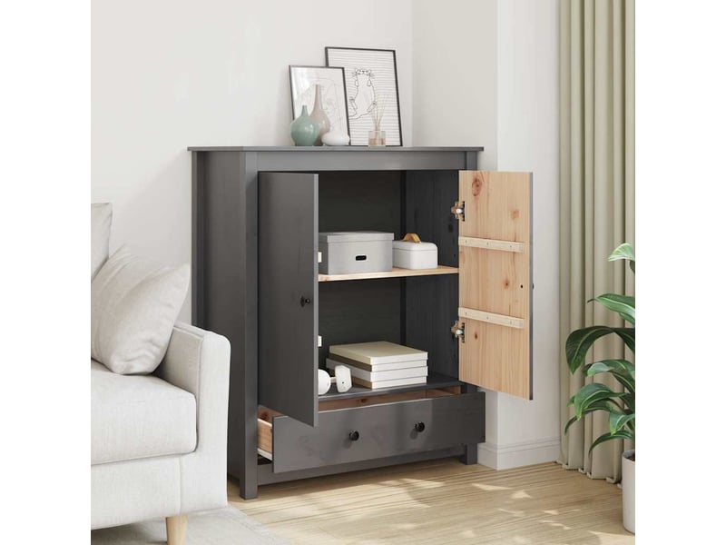  Buffet - bahut - meuble de rangement gris 83x41,5x100 cm bois massif de pin  - Conforama B