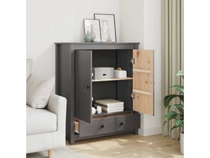 Buffet - bahut - meuble de rangement gris 83x41,5x100 cm bois massif de pin